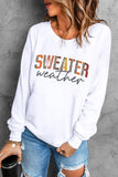 Orange Plain Crew Neck Pullover Sweatshirt