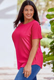 Rose T-shirt en tricot côtelé Grande taille