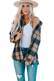 Oversize Rounded Hem Plaid Shacket with Slits