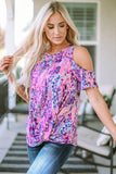 Lavender Floral Print Cold Shoulder Blouse