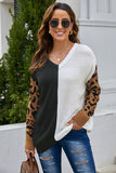 Print Contrast Color V Neck Sweater