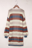 Striped Color Block Hollowed Knit Cardigan