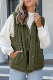 Snap Button Pocketed Sherpa Vest Jacket