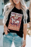 T-shirt noir à imprimé graphique LONG LIVE Cowgirls