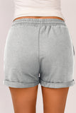 Tie Waist Side Pockets Cuffed Lounge Shorts