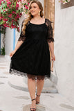 Eyelash Lace Square Neck Plus Size Dress