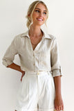 Roll Tab Long Sleeve Relaxed Linen Shirt