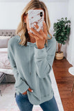 Drop Shoulder Slit Hem Casual Hoodie