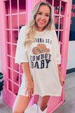 I WANNA BE A COWBOY Western Graphic Oversized Tee