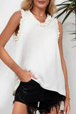 Frilled Trim V Neck Tank Top