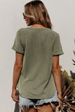 Laurel Green Twist Short Sleeve Corded V Neck Top