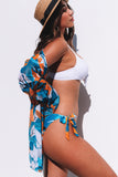 3pcs Tropical Bow Tie Bikini Swimsuit Set