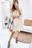 Lattice Texture Lace Splicing Tassel Tie Dress