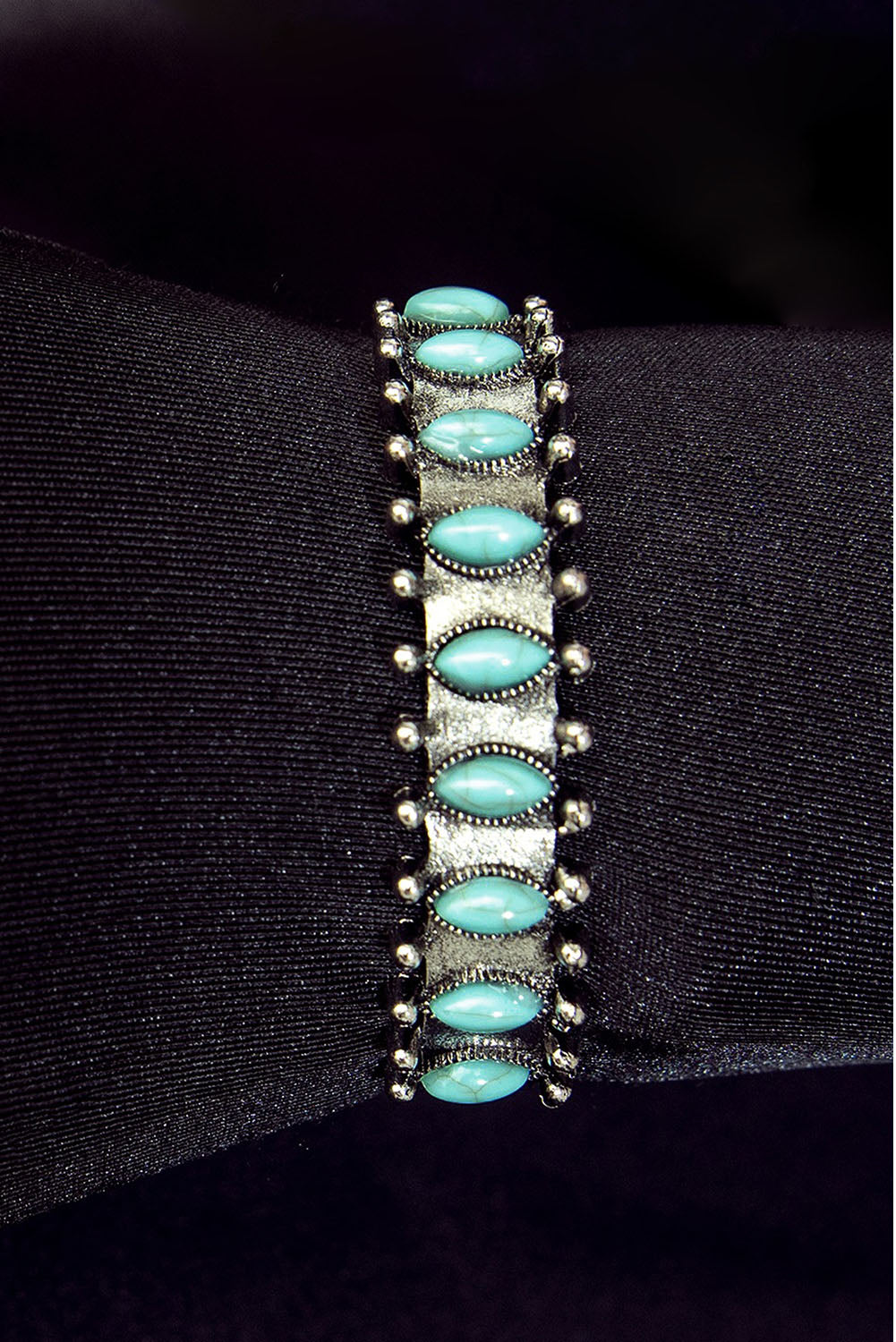 Boho Turquoise Gem Beaded Open Bracelet