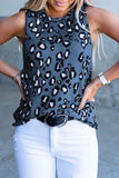 Leopard Print Crew Neck Tank Top