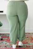 Pantalon de jogging décontracté à taille froncée avec cordon de serrage de grande taille vert 