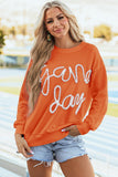 Dark Blue Tinsel Game Day Drop Shoulder Graphic Sweatshirt