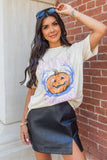 White SPOOKY Pumpkin Print Round Neck Halloween T Shirt