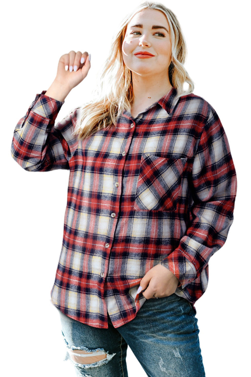 Plus Size Plaid Pattern Shirt