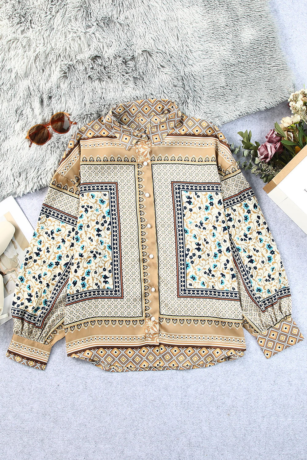 Bohemian Printed Button Front Shirt