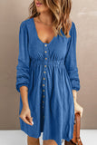 Button Up High Waist Long Sleeve Dress