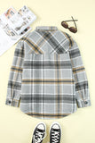 Plaid Print Pocketed Shirt Jacket