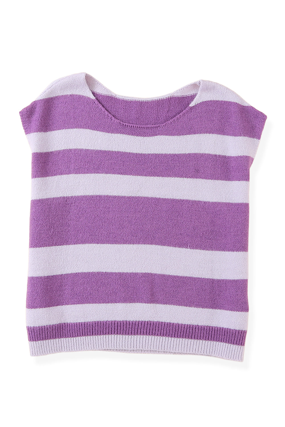 Gilet pull coupe boxy en tricot rayé violet