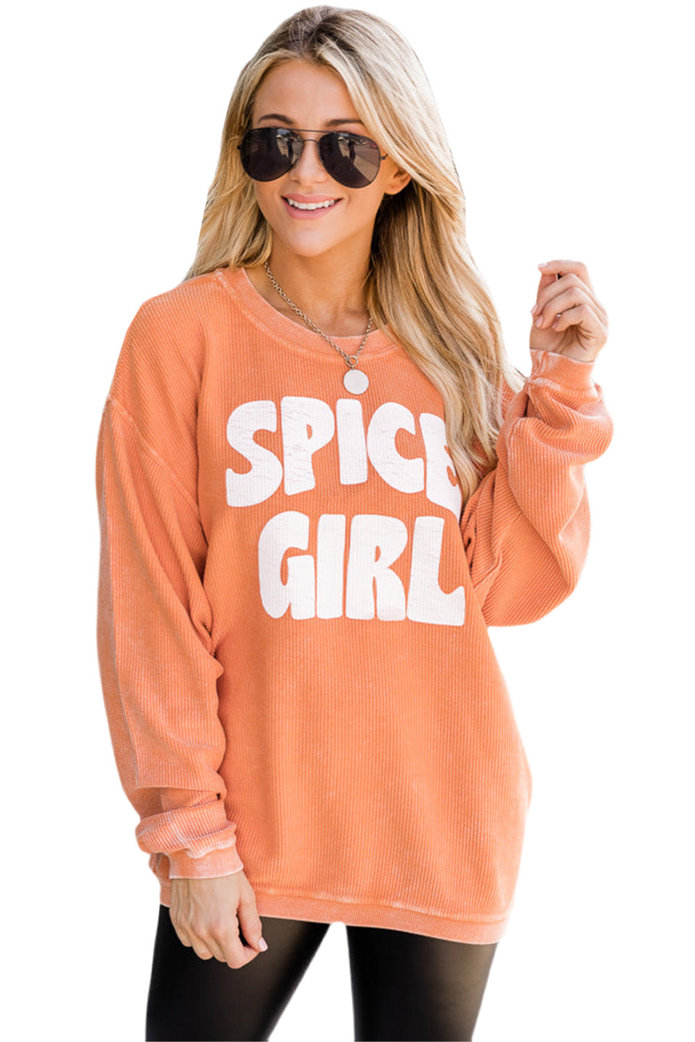 Sweat-shirt graphique SPICY GIRL en cordon orange 