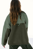 Fleece Patchwork Color Block Zip Funnel Neck Sweatshirt