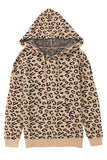 Leopard Knitted Drawstring Hooded Sweater