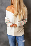 Contrast Striped Sleeve Sweater