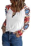 Aztec Long Sleeve Ladder Strappy Cutout Top