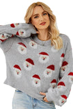 Gray Christmas Santa Claus Pullover Sweater