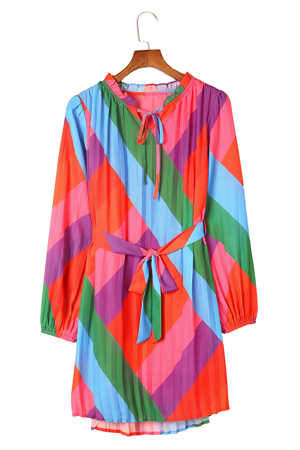 Mini-robe taille haute plissée à lacets multicolores