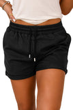 Tie Waist Side Pockets Cuffed Lounge Shorts