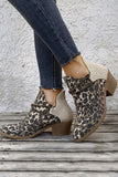 Retro Canvas Patchwork Chunky Heel Booties