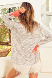 Irregular Pin Stripe Colorblock Henley Top