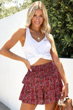 Floral Print Smocked Waist Shorts