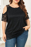 Floral Lace Cold Shoulder Plus Size Top