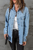 Rhinestone Pearls Denim Shacket