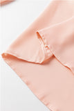 Pink Frilled Lapel Collar Button-Up Puff Sleeve Shirt