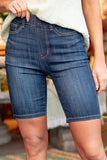 Slim Fitted Denim Biker Shorts