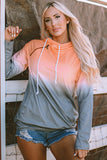 Gradient Thumbhole Sleeve Pocketed Zipper Hoodie