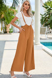 High Rise Wide Leg Suspender Pants