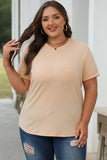 Khaki Casual Plain Crew Neck Tee