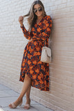 Floral Print Faux Wrap Belted Dress