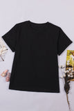 Black Solid Color Crew Neck Tee