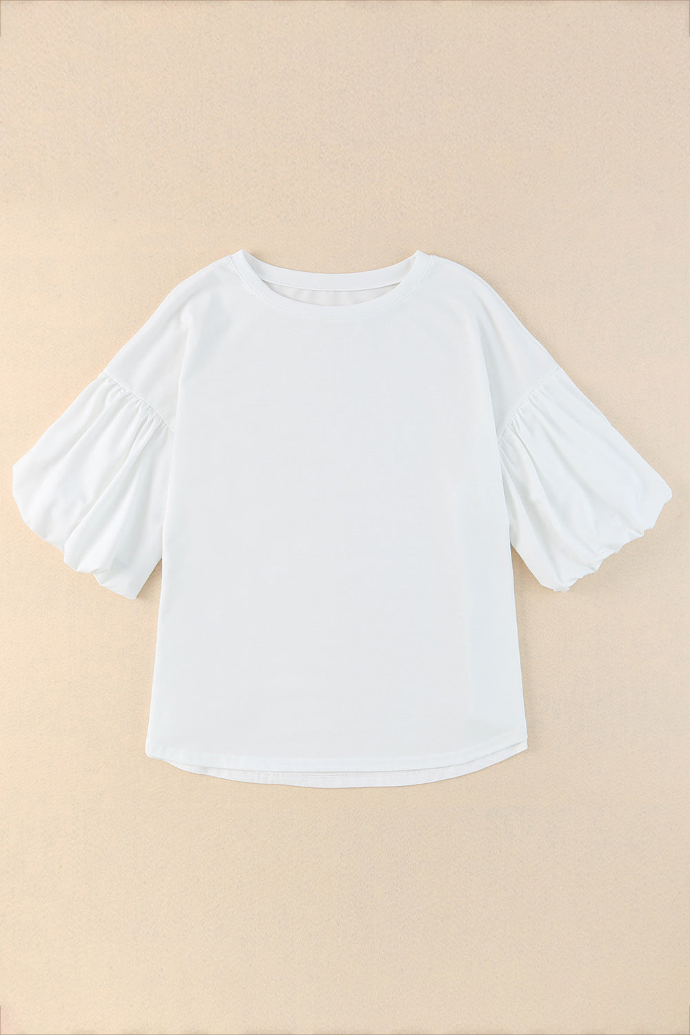 Joint Bubble Sleeve Round Neck Blouse