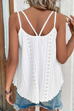 Black Eyelet Strappy Scoop-Neck Tank Top