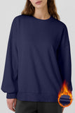 Valerian Solid Fleece Lined Drop Shoulder High Low Sweatshirt